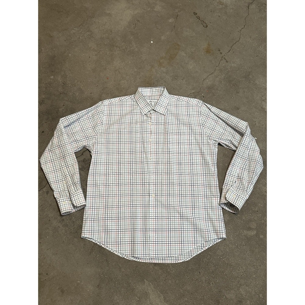 Peter Millar Button Down Shirt Men's Large Multicolor Check Plaid 100% Cotton - Picture 1 of 6
